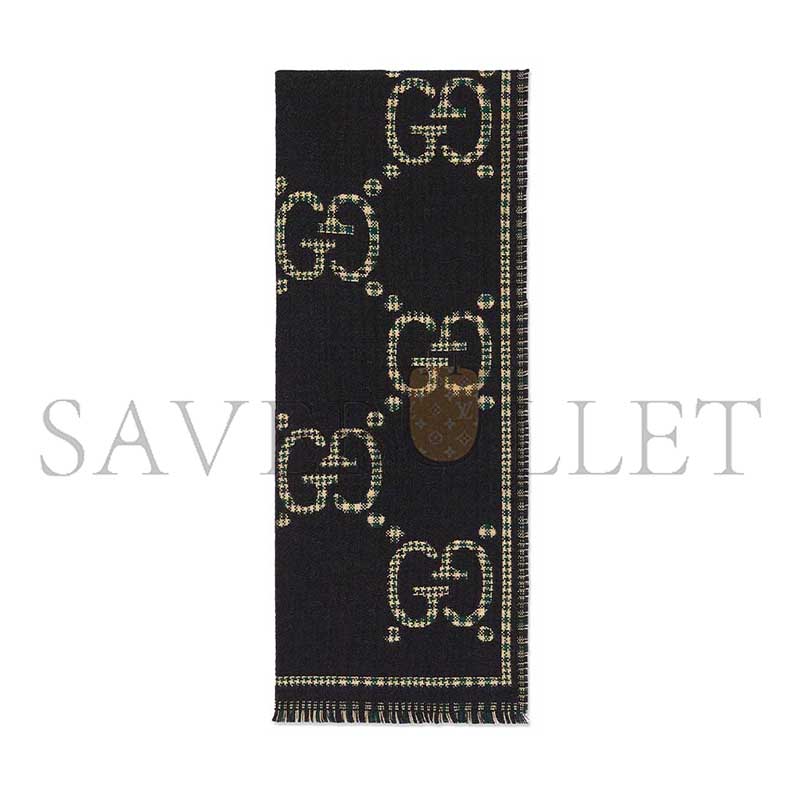 GUCCI GG CHECKERED WOOL SCARF 660025 (180*147cm) GUCCI GG CHECKERED WOOL SCARF 660025 (180*147cm)